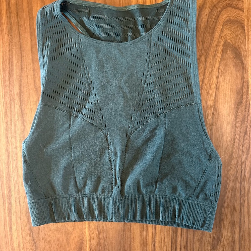 Fabletics Mesh Dark Green Sports Bra